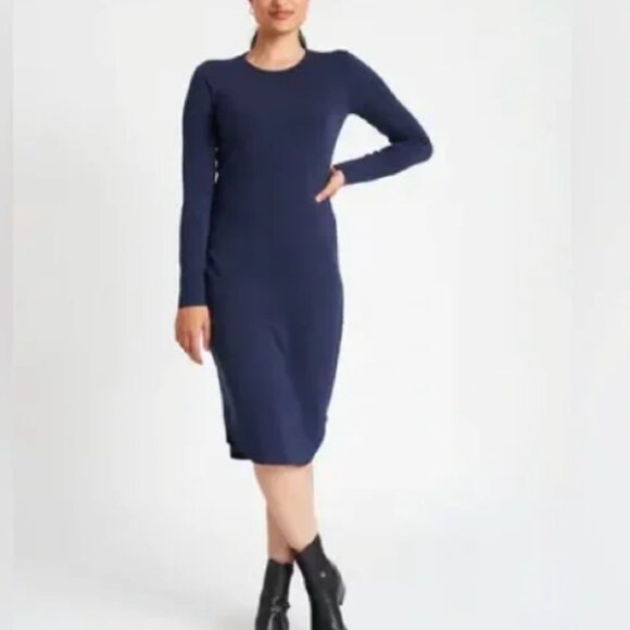 Kit and Ace good feels brushed crew-neck dress XS dark teal navy fits like S - Picture 1 of 3